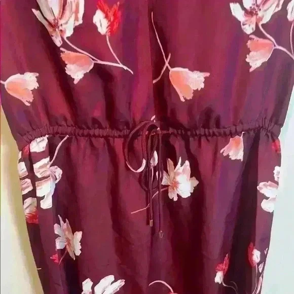 NWT Ralph Lauren sz 4P Burgundy Floral Print Midi Dress - Picture 3 of 9